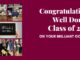Tiles of 7 photographs of students with text: Congratulations and Well done Class of 2025 on your brilliant GCSE results